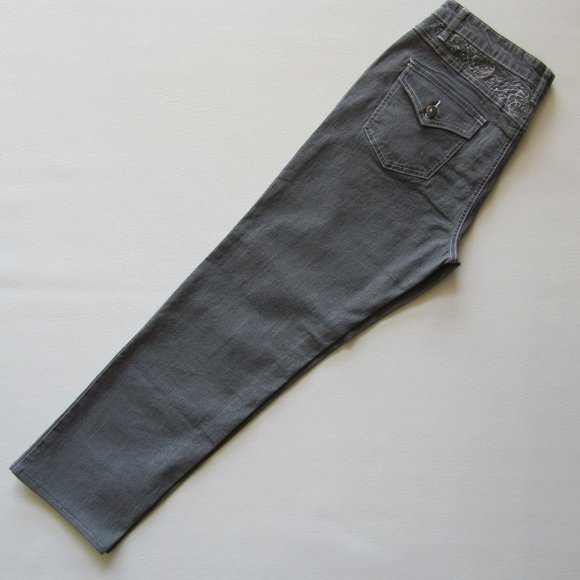 New Women’s COS Jeans Med Rise Gray Embroidered Flap Pockets Jeans size 10 - Picture 11 of 12